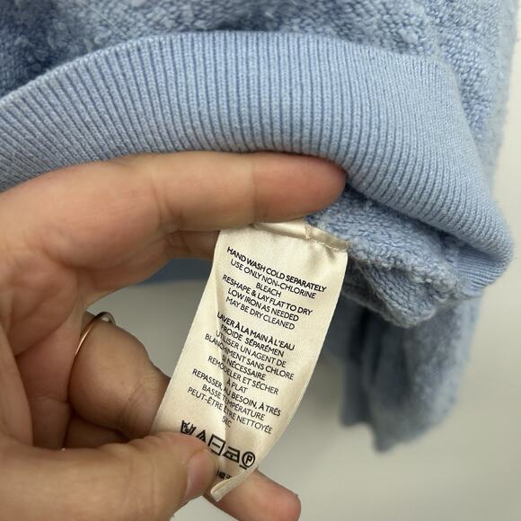 Free People Light Blue Nubby Knit Balloon Sleeve Sweater Size Small S - Picture 6 of 7